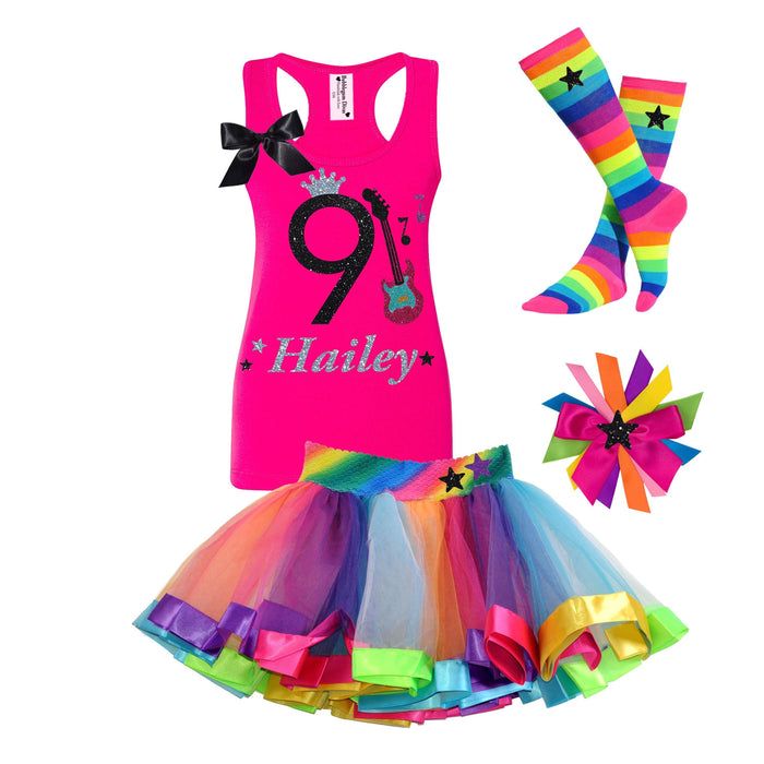Rock N Roll Guitar Birthday Tank Top - White - Bubblegum Divas