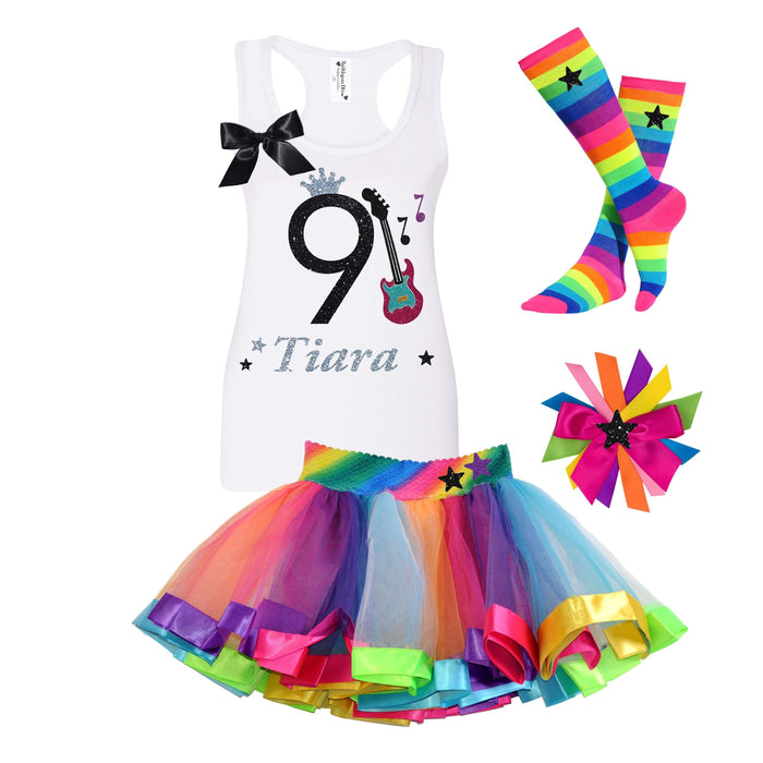 Rock N Roll Guitar Birthday Tank Top - White - Bubblegum Divas