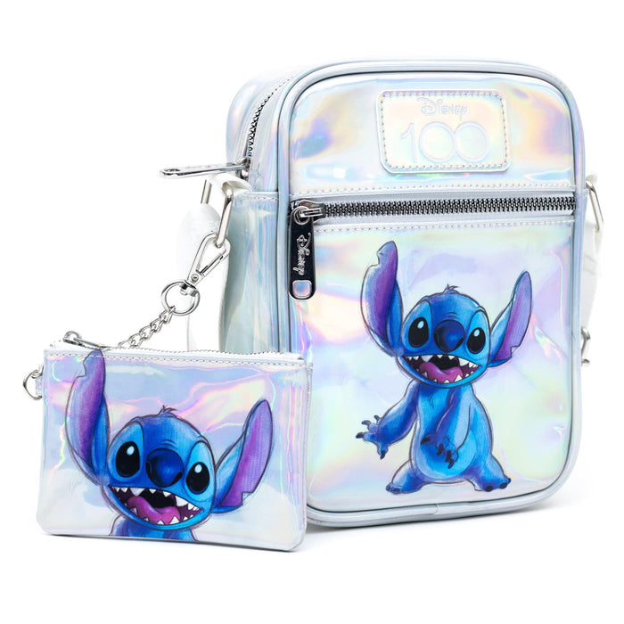 Disney: Lilo and Stitch Iridescent Holographic Zip Purse Crossbody Tote Bag Wallet - Bubblegum Divas