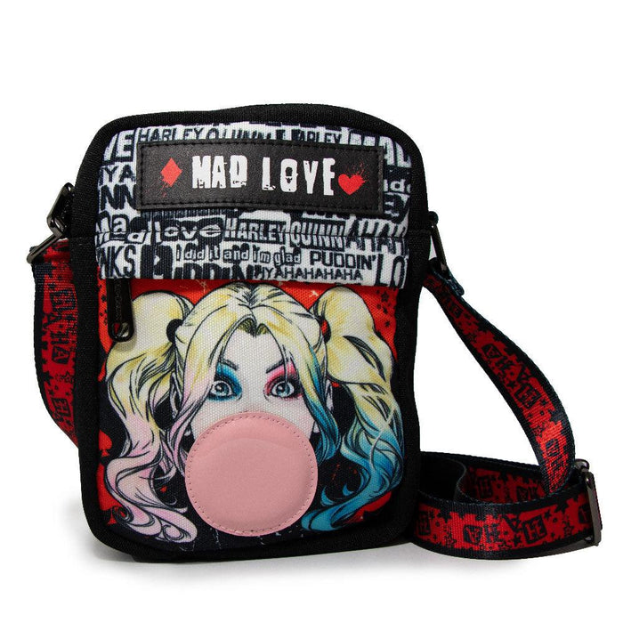 Harley Quinn Mad Love Crossbody Wallet - Bubble Gum Pose in Black and Red - Bubblegum Divas