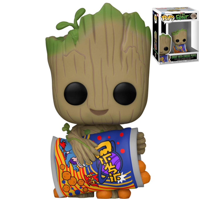 FUNKO POP! MOVIES: MARVEL I Am Groot (with Cheese Puffs) Vinyl Toy Figure #1196 - Bubblegum Divas