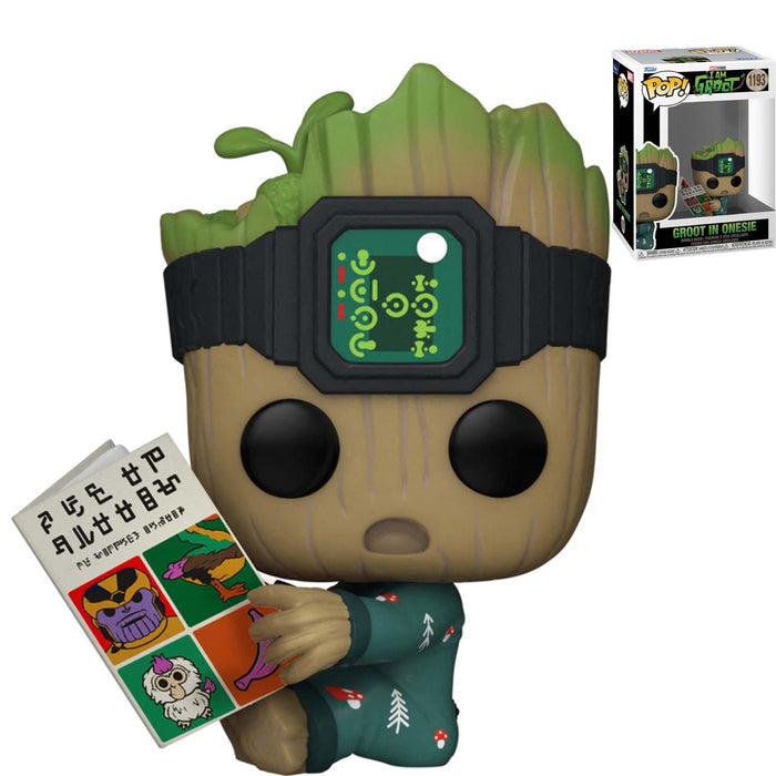 FUNKO POP! MOVIES: MARVEL I Am Groot in Onesie (with Book) Vinyl Toy Figure #1193 - Bubblegum Divas 