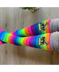 Personalized Girl's Rainbow Roller Skate Socks Foxy