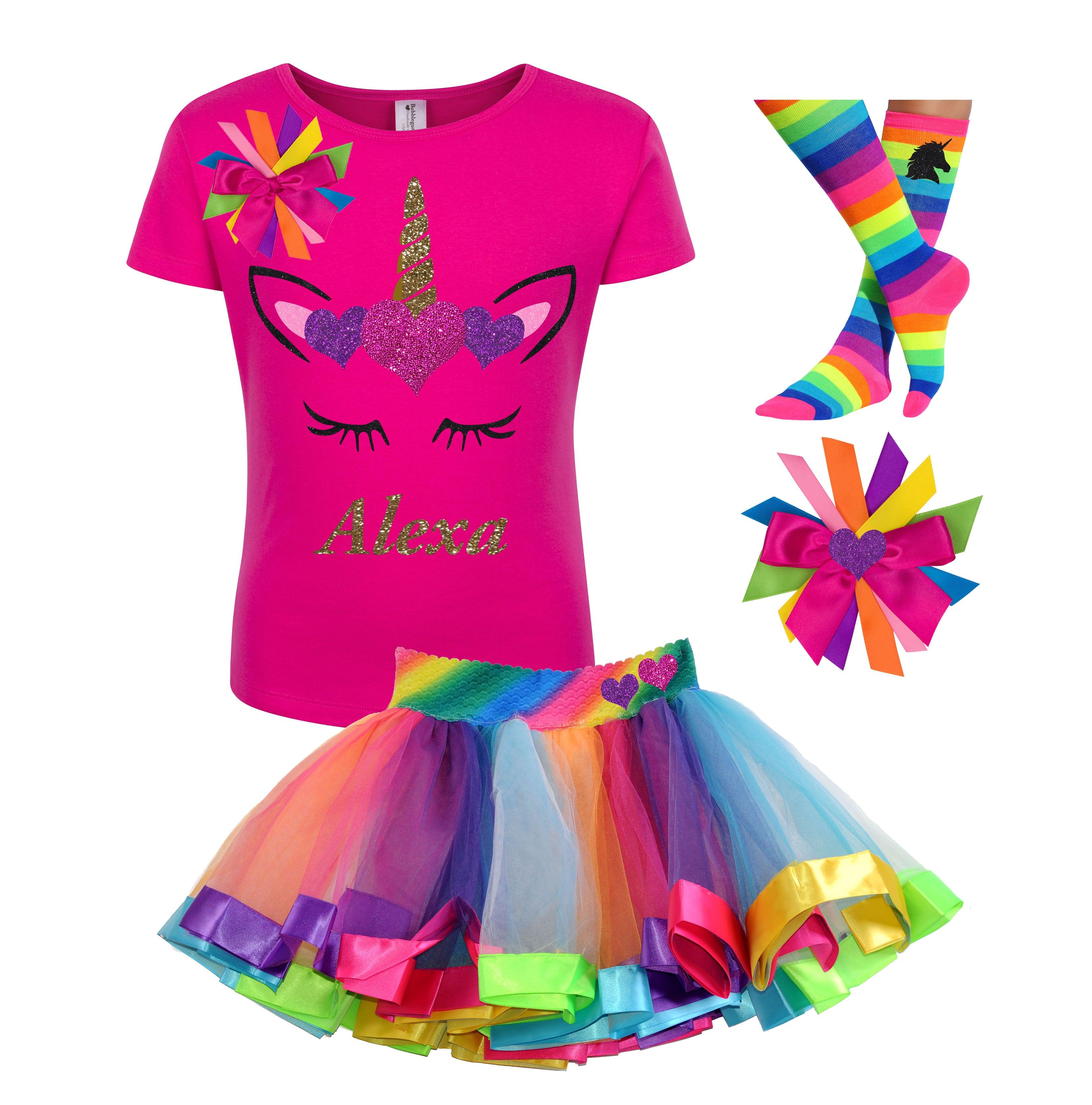 Rainbow unicorn birthday outfit sale