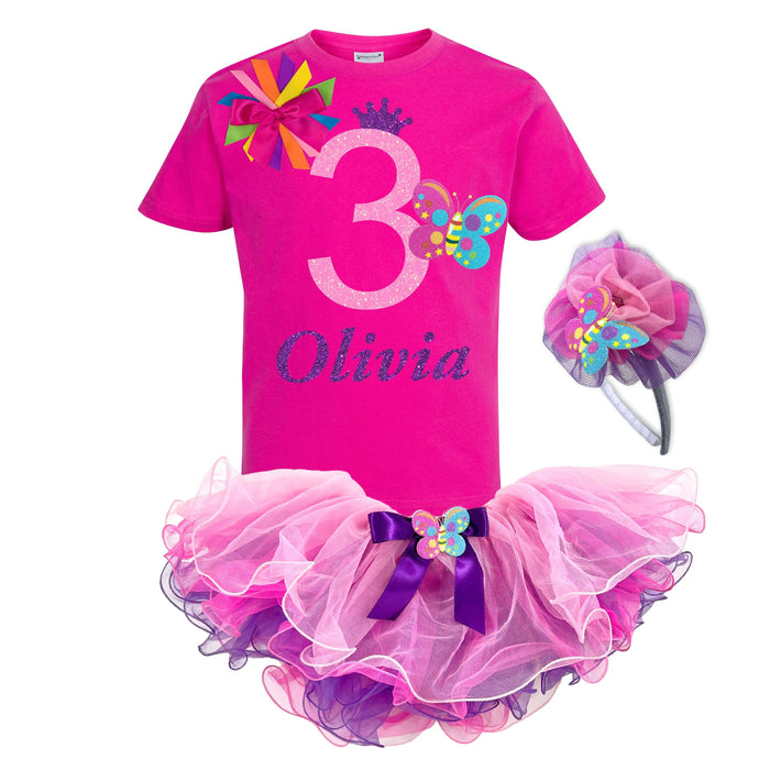 Toddler Girls 3rd Birthday Butterfly Dreamer Outfit - Bubblegum Divas 