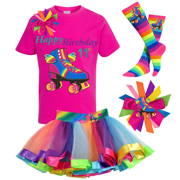 Happy 11th Birthday Roller Skate Outfit - Happy Wings - Bubblegum Divas