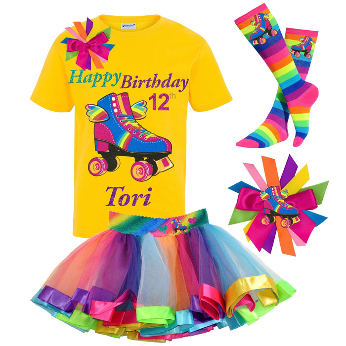 Happy 12th Birthday Roller Skate Outfit - Happy Wings - Bubblegum Divas 