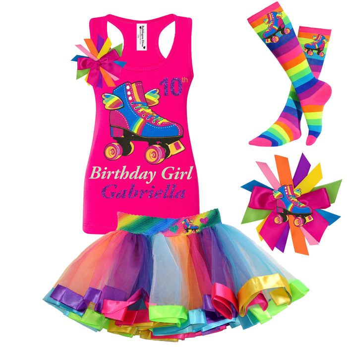 Happy Birthday Girl Roller Skate Tank Top Shirt 10 - Happy Wings - Bubblegum Divas