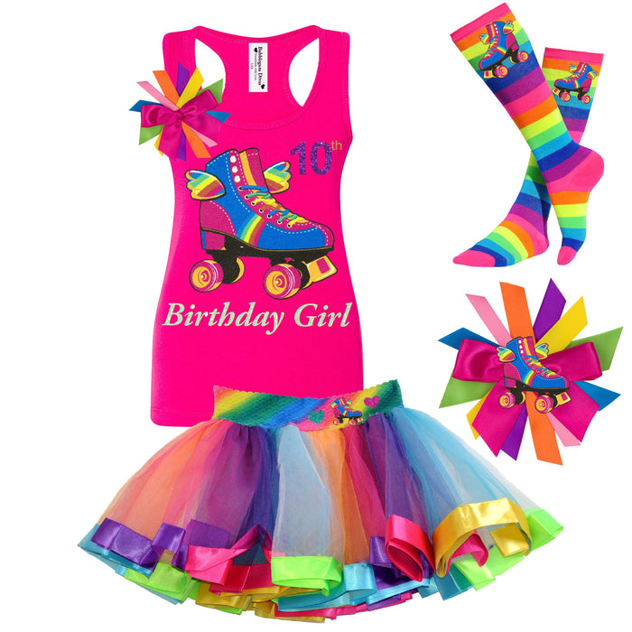 Happy Birthday Girl Roller Skate Tank Top Shirt 10 - Happy Wings - Bubblegum Divas