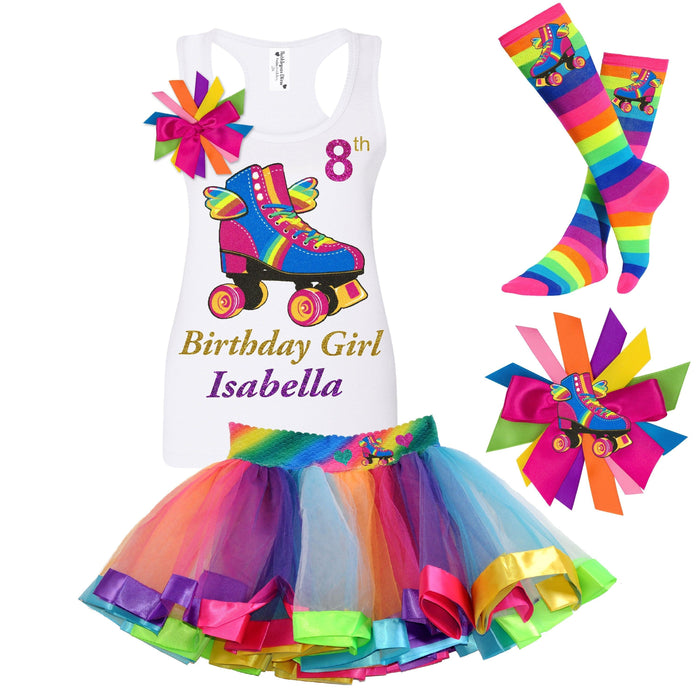 Happy Birthday Girl Roller Skate Tank Top Shirt 8 - Happy Wings - Bubblegum Divas