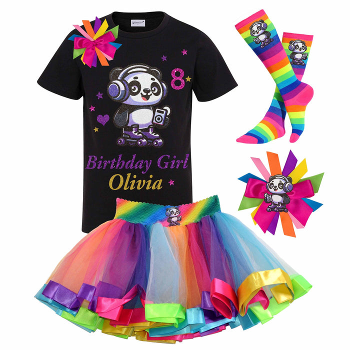 Panda Bear Retro Roller Skate 9 - Bubblegum Divas