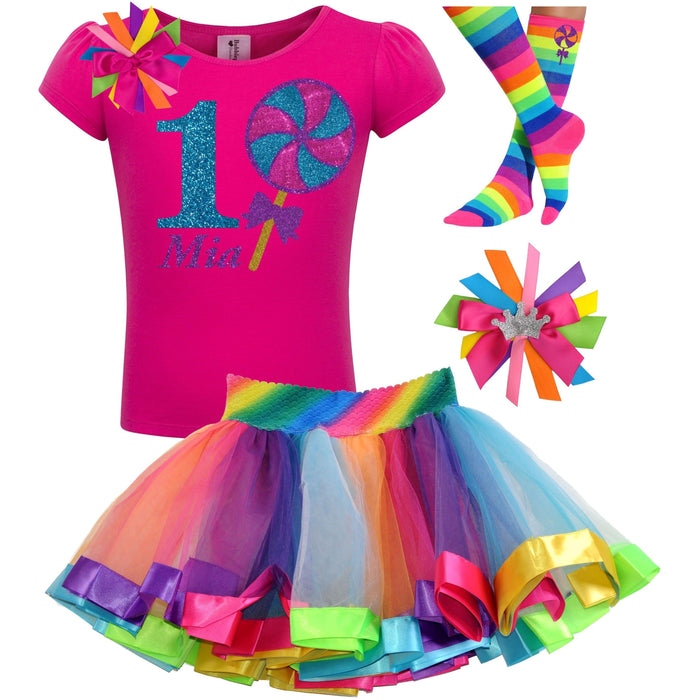 Colorful Lollipop 1st Birthday Outfit for Baby Girls - Sweet & Custom - Bubblegum Divas