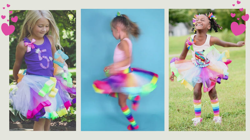 Sparkling Mermaid Glitter Starfish Glow Rainbow Tutu Skirt for Girls