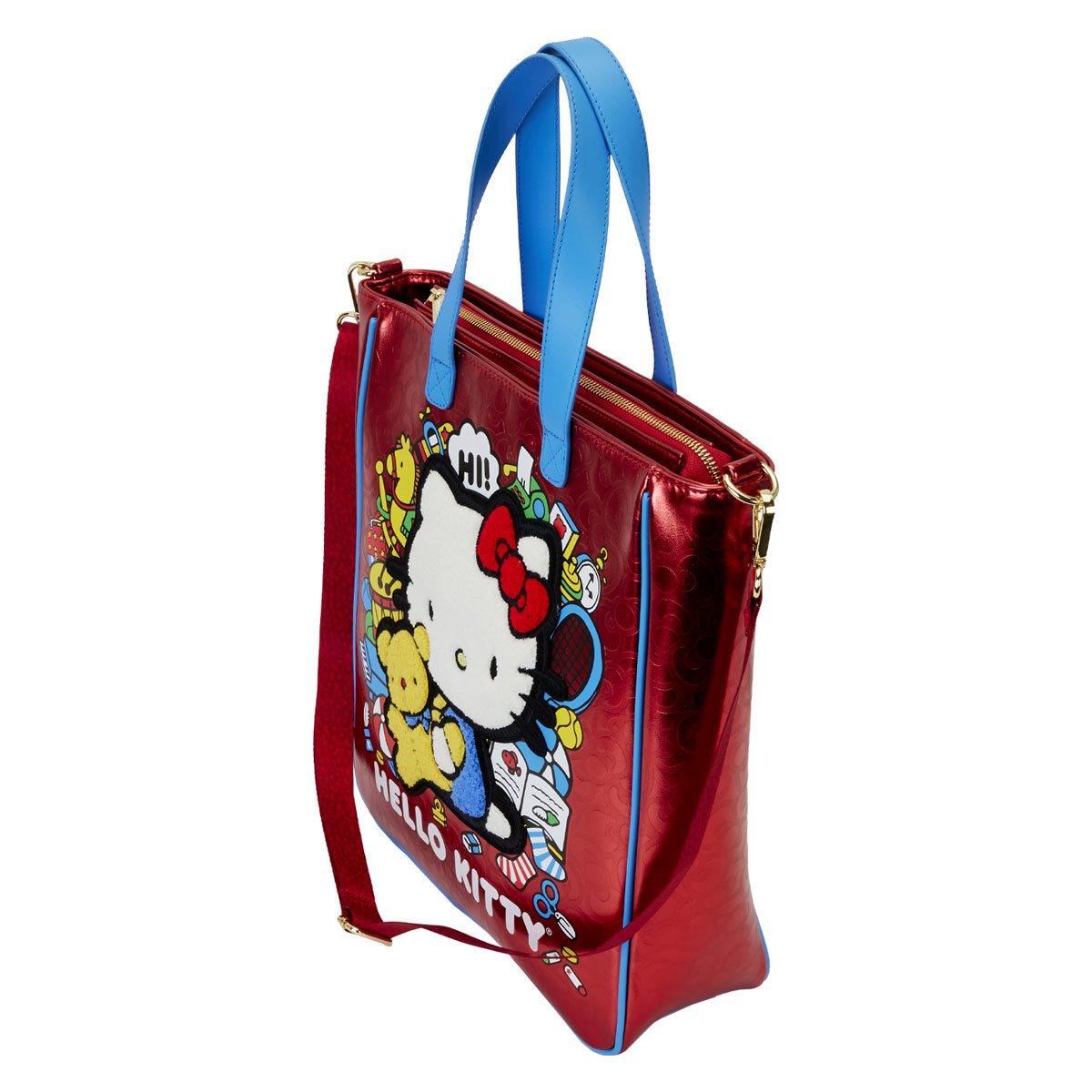 Sanrio Hello Kitty 50th Anniversary Chenille Metallic Tote Bag with Coin Bag - Bubblegum Divas 