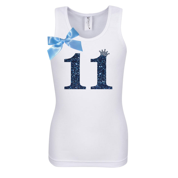 Dark Silver Glitter Number Eleven Birthday Shirt - Bubblegum Divas