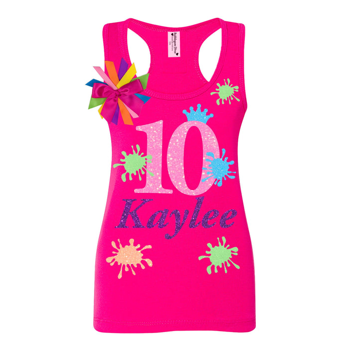 Personalized Glitter Slime 10th Birthday Tank Top - Bubblegum Divas 