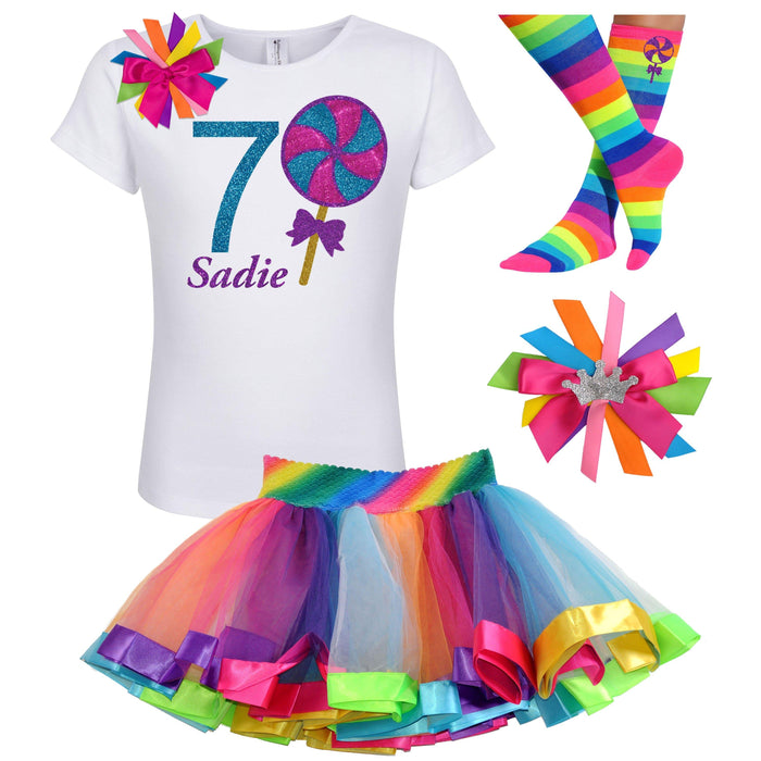 7th Birthday Lollipop Shirt & Tutu Set - Bubblegum Divas