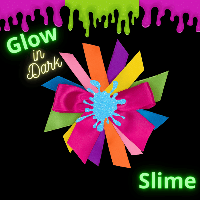 Girls Blue Glitter Slime Hair Bow Slime Party - Bubblegum Divas
