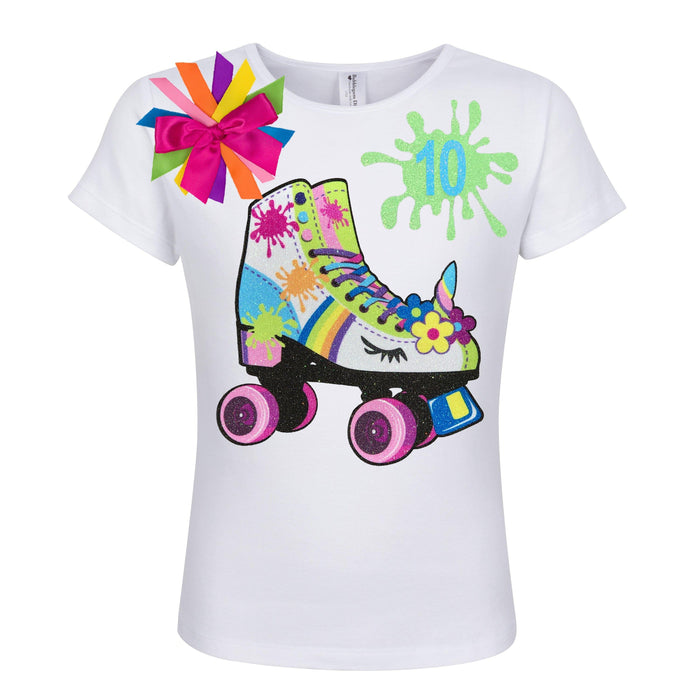 Personalized Rainbow Unicorn Slime Skate 10th Birthday Girl Shirt - Bubblegum Divas
