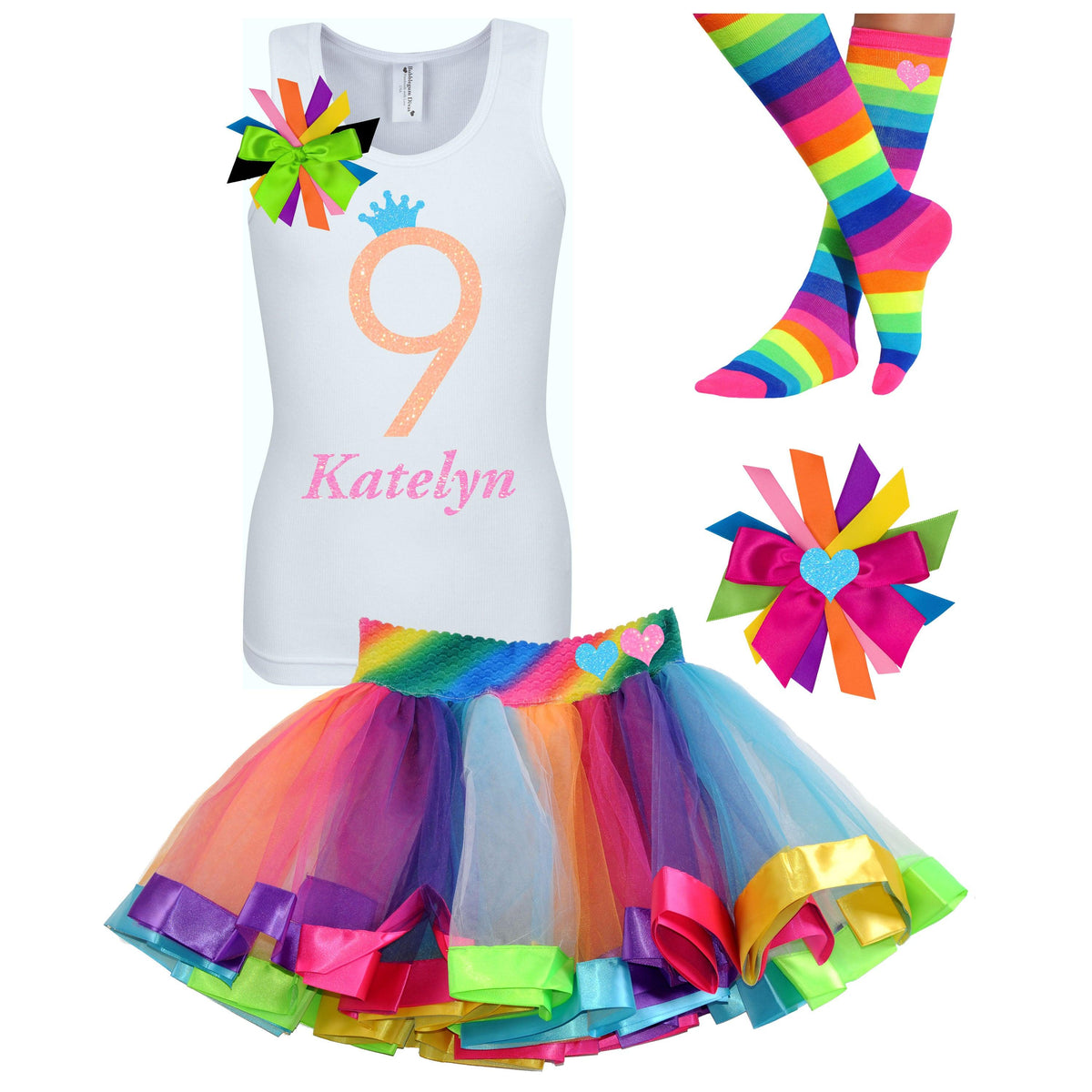 9th Birthday Outfit Neon Glow - 9th Birthday Outfit - Bubblegum Divas Store