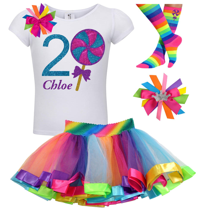 2nd Birthday Lollipop Shirt, Tutu Outfit for Toddler Girls - Candy Theme - Bubblegum Divas