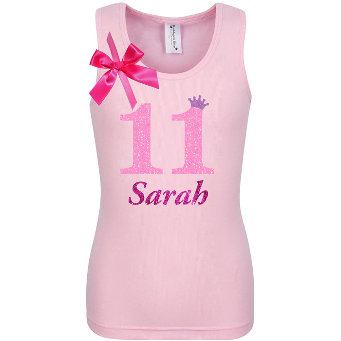 Pink Glitter Number Eleven Birthday Shirt - Bubblegum Divas