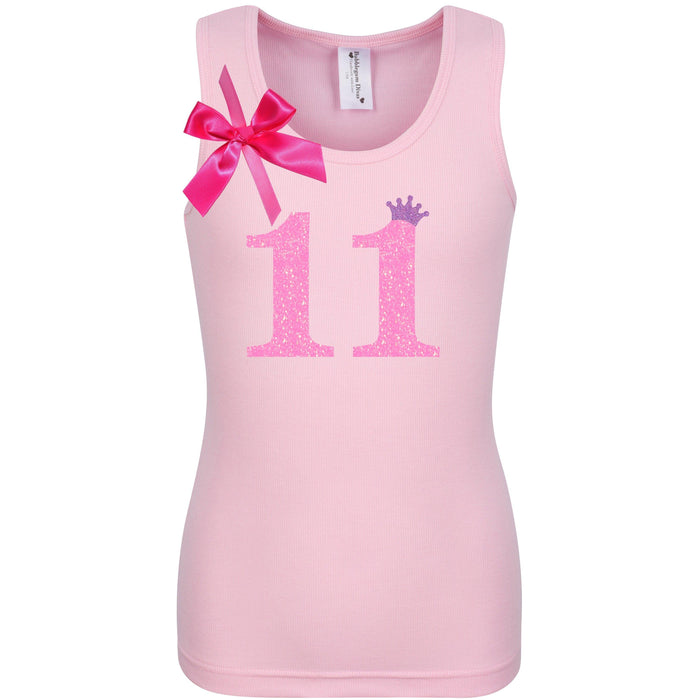 Pink Glitter Number Eleven Birthday Shirt - Bubblegum Divas