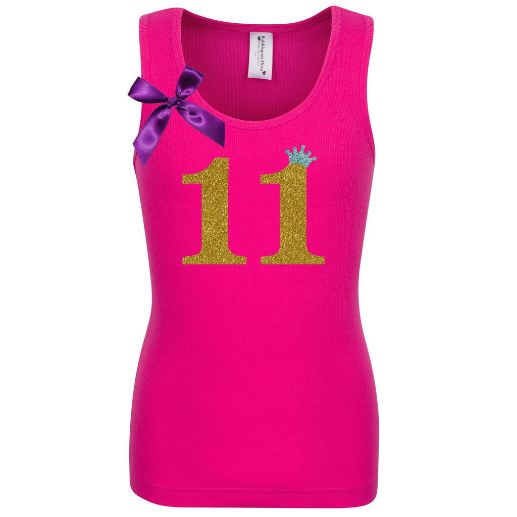 11th Birthday Shirt Gift Gold Girls Eleven 11 Daughter Pink