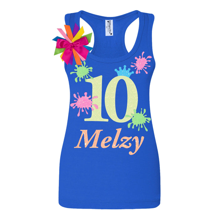 Girl's 10th Birthday Glittery Slime Tank Top - Bubblegum Divas