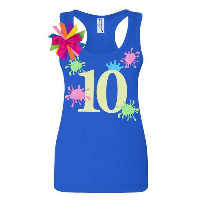 Girl's 10th Birthday Glittery Slime Tank Top - Bubblegum Divas