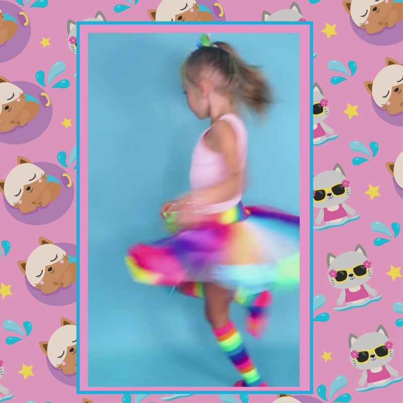 Fluffy Kitty Cats Rainbow Tutu Skirt for Girls