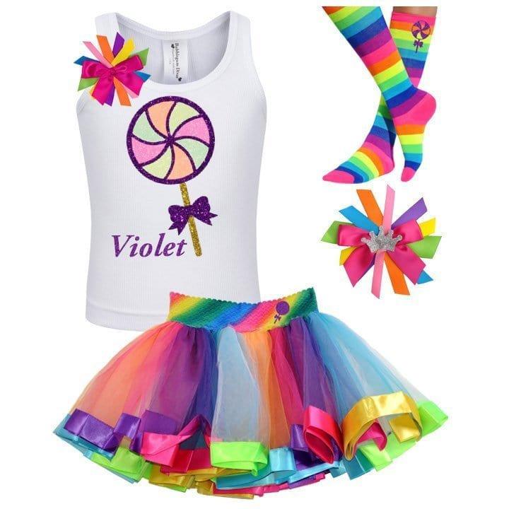 Shop Personalized Neon Lollipop Birthday Outfit at Bubblegum Divas personalized gifts for girls