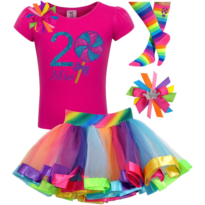 2nd Birthday Lollipop Shirt, Tutu Outfit for Toddler Girls - Candy Theme - Bubblegum Divas