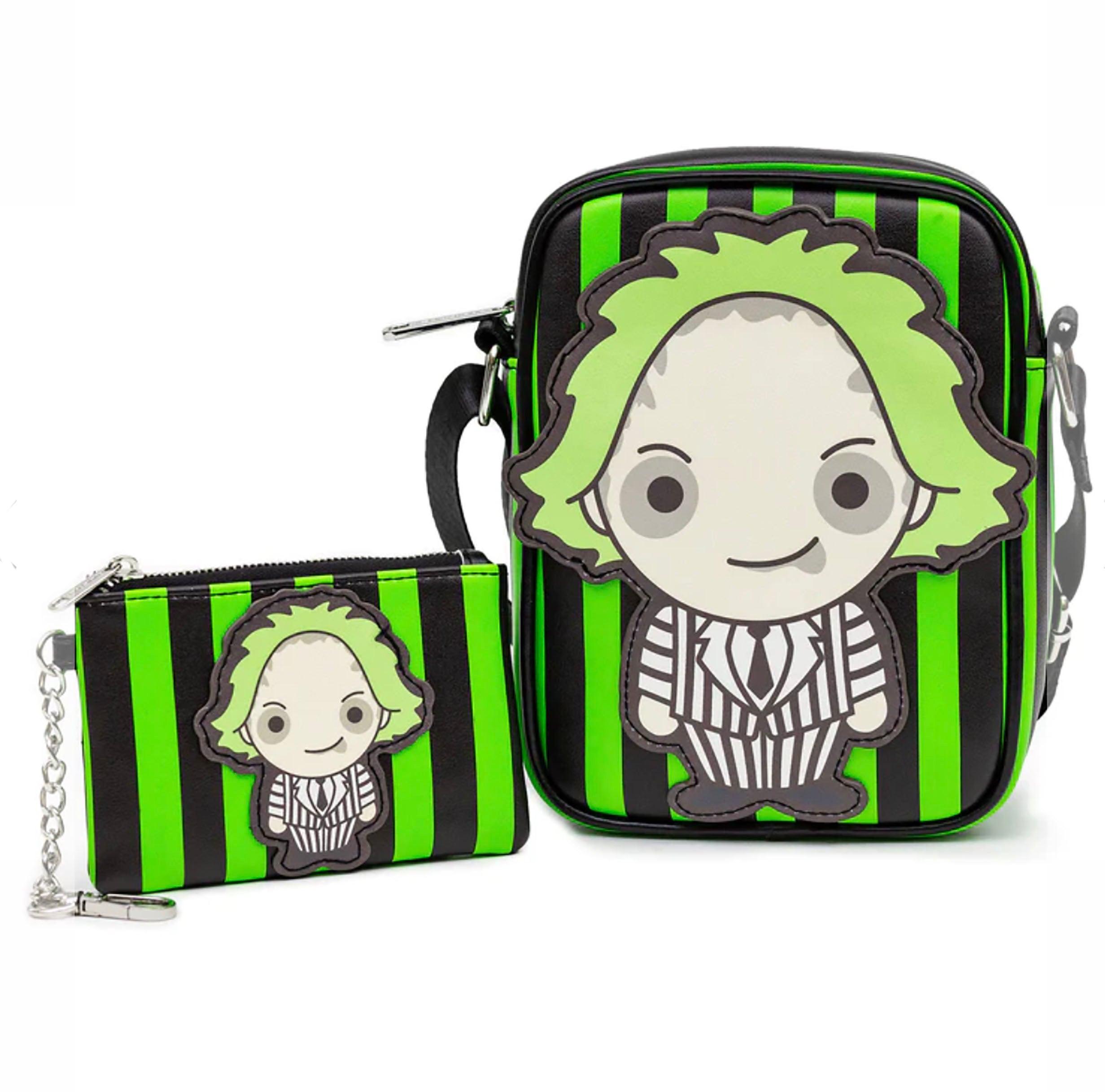 🎉 Shop Chibi Beettlejuice Crossbody Bag Tote Wallet Zip Purse at