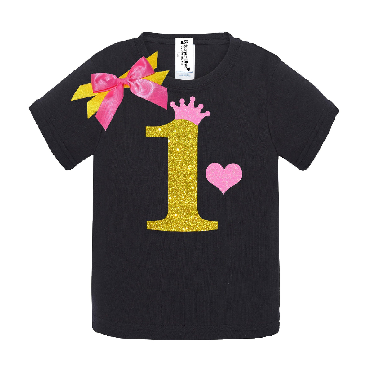 Gold Sparkle Diva 1st Birthday Outfit for Baby Girls - Bubblegum Divas 