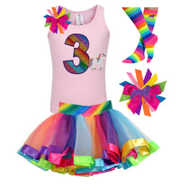 3rd Birthday Rainbow Unicorn Outfit - Magical Pony Shirt - Bubblegum Divas 