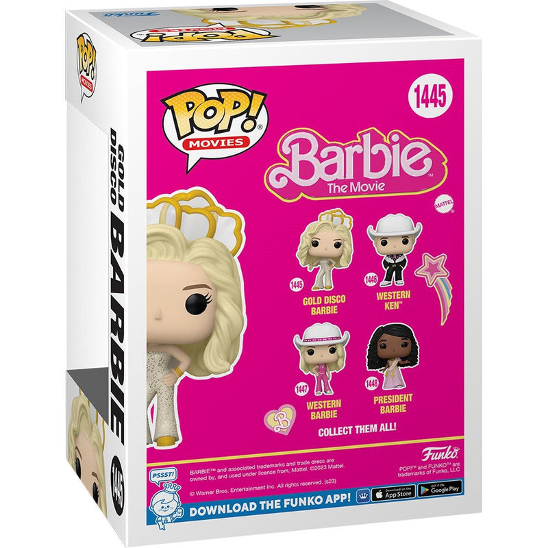 FUNKO POP! MOVIES: BARBIE - Gold Disco Barbie Vinyl Toy Figure # 1445 - Bubblegum Divas 