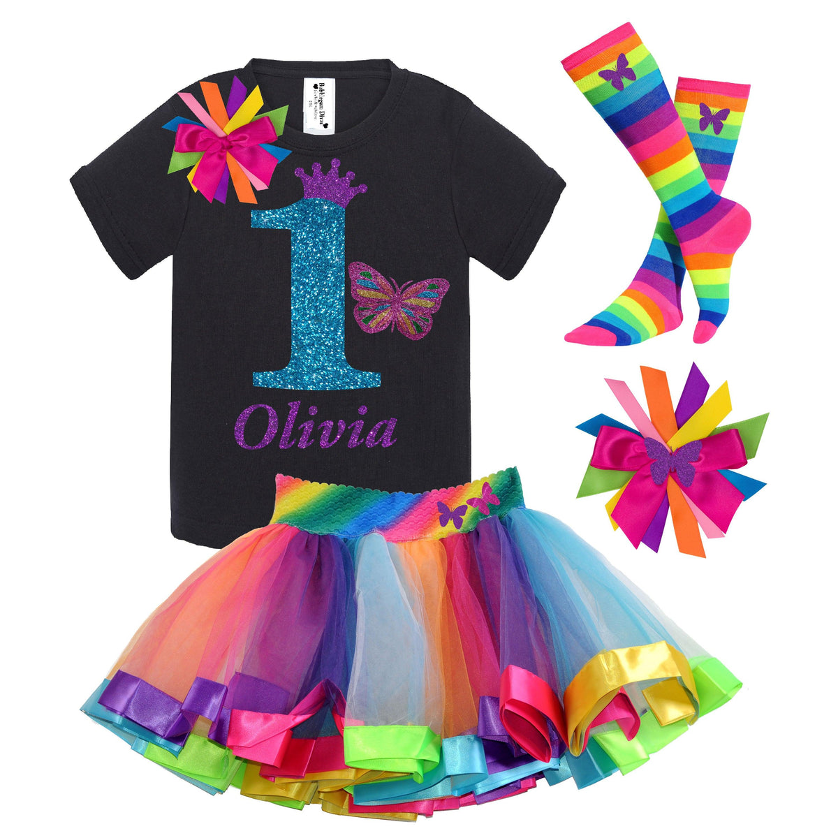 Enchanting Butterfly 1st Birthday Outfit for Baby Girls - Bubblegum Divas 