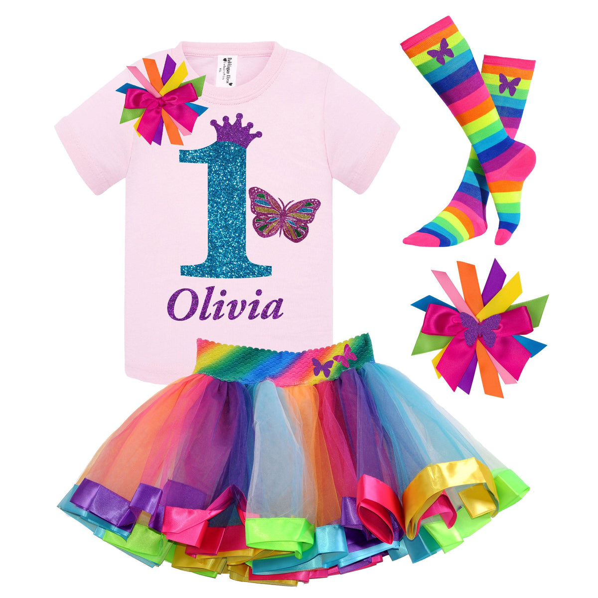 Enchanting Butterfly 1st Birthday Outfit for Baby Girls - Bubblegum Divas 
