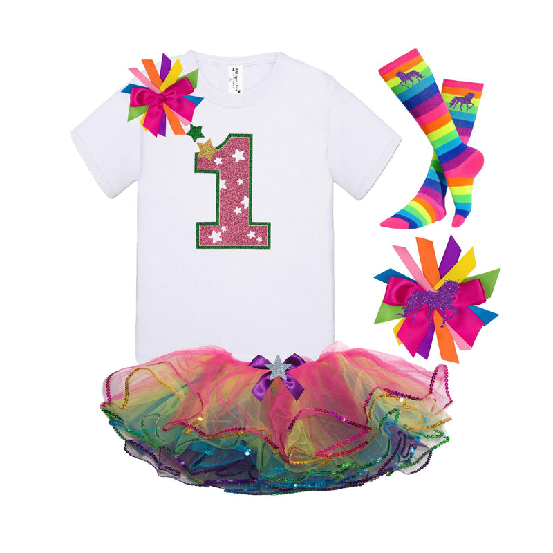Magical Unicorn 1st Birthday Outfit for Baby Girls - Customized & Sparkly - Bubblegum Divas 