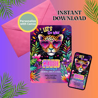 Editable Digital Go Wild Party Invitation Instant Download