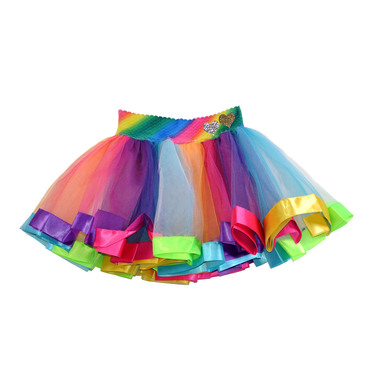 Glitter Hearts Glow Rainbow Tutu Skirt for Girls - Bubblegum Divas 
