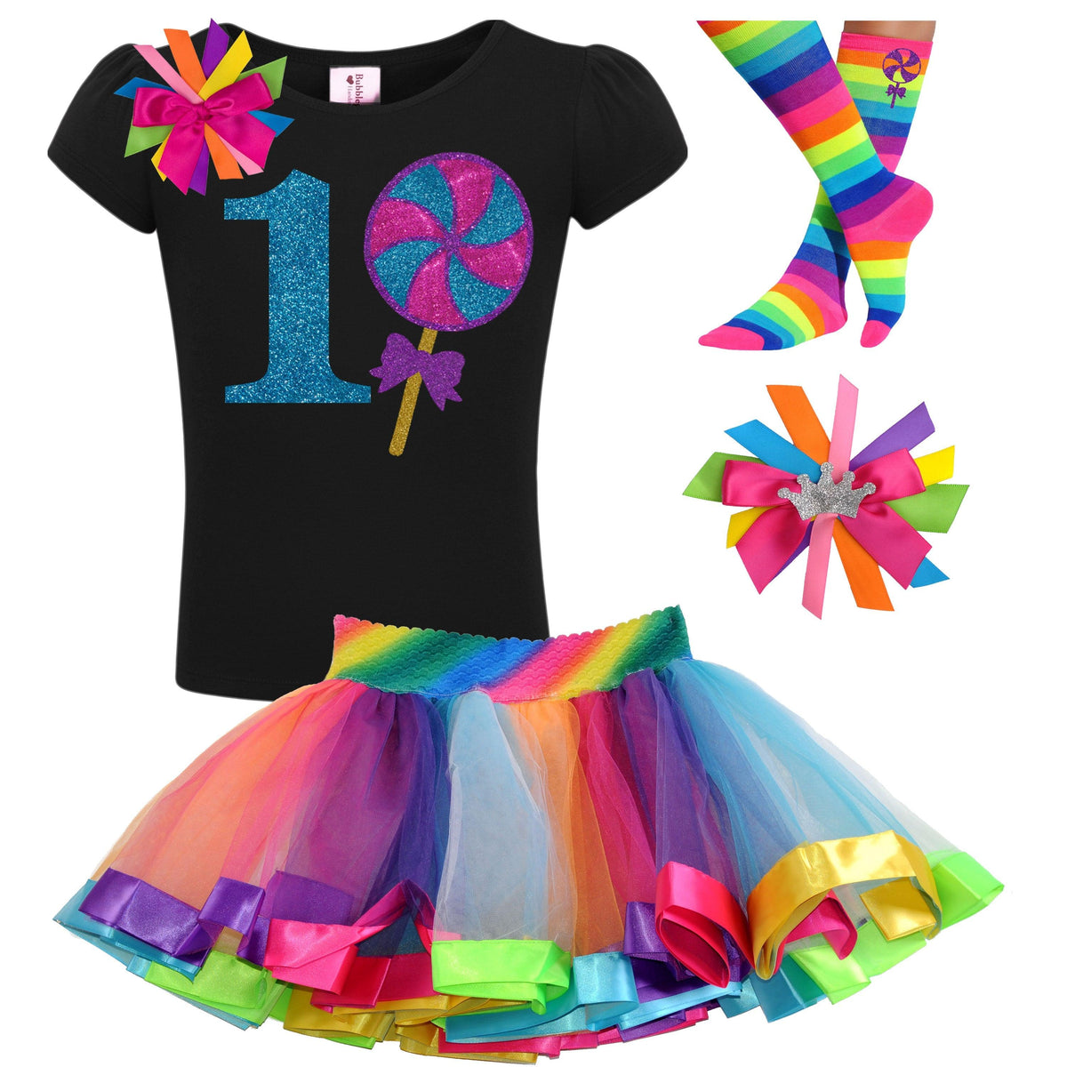 Colorful Lollipop 1st Birthday Outfit for Baby Girls - Sweet & Custom - Bubblegum Divas 
