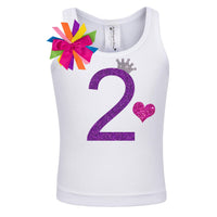 Personalized Toddler Girl 2nd Birthday Outfit - Purple Sparkle - Bubblegum Divas 