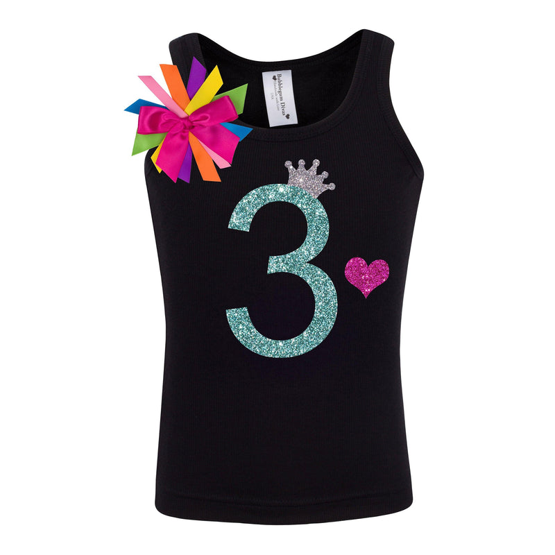 Toddler Girls 3rd Birthday Shirt with Number 3 - Bubblegum Divas 