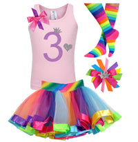 3rd Birthday Shirt & Twirly Tutu Skirt Set for Toddler Girls - Bubblegum Divas 