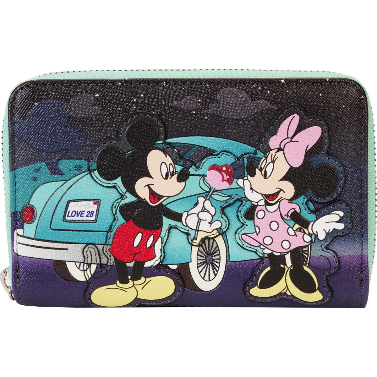 Mickey and Minnie Date Night Drive-In Zip-Around Wallet Loungefly