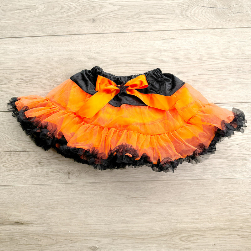 Girls Orange and Black Tutu Skirt Dress Up Halloween Costume Kids Birthday Dance Skirt 2,3