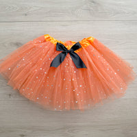 Girls Orange Sparkle Tutu Skirt Dress Up Halloween Costume Kids Birthday Dance Skirt 5,6,7