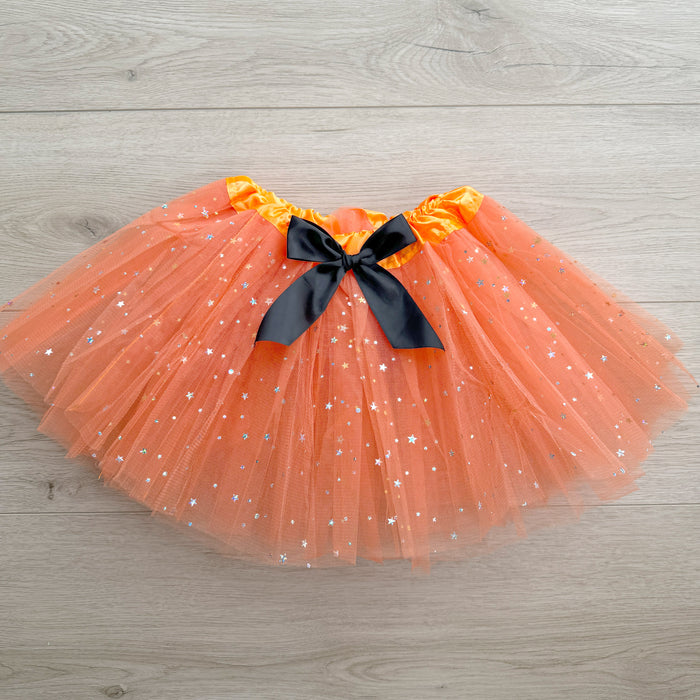 Girls Orange Sparkle Tutu Skirt Dress Up Halloween Costume Kids Birthday Dance Skirt 5,6,7